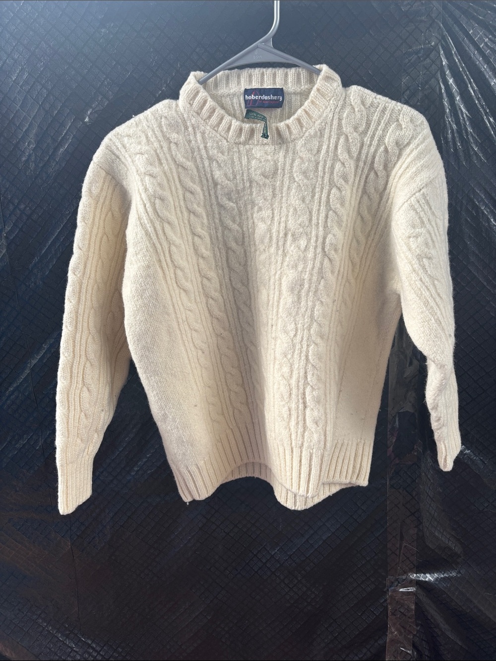 Hibernia Sheepskin Cream Cable Crewneck Sweater